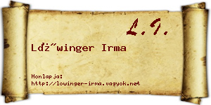 Lőwinger Irma névjegykártya